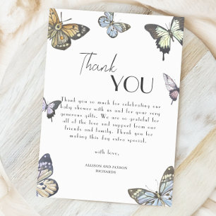 Colourful Little Butterfly Baby Shower Thank You Card