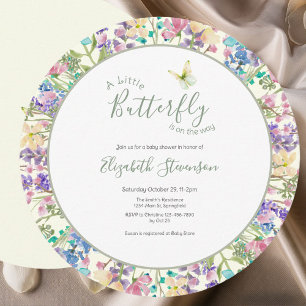 Colourful Little Butterfly Floral Baby Shower  Invitation