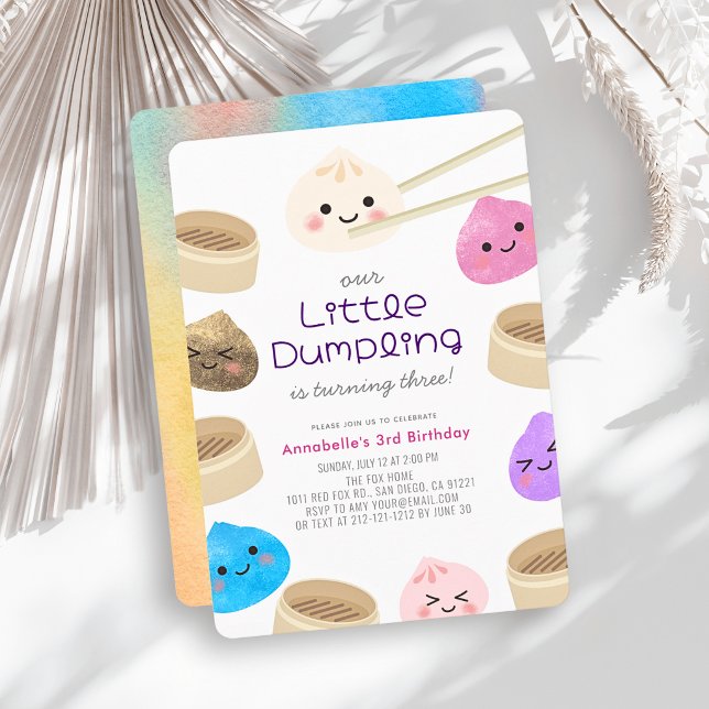 Colourful Little Dumpling Kawaii Birthday Invitation (Creator Uploaded)