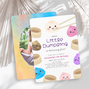 Colourful Little Dumpling Kawaii Birthday Photo Invitation