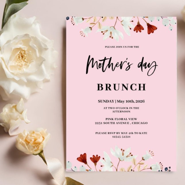 Colourful Little Flowers Mother's day Lunch  Invitation (Creator Uploaded)
