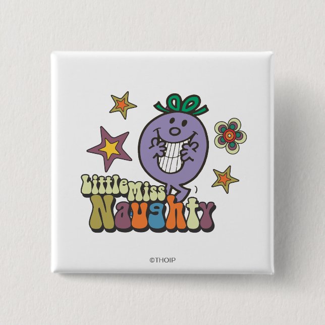 Colourful Little Miss Naughty 15 Cm Square Badge (Front)