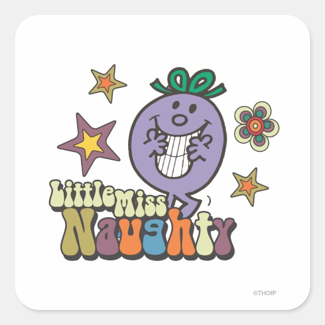 Colourful Little Miss Naughty Square Sticker (Front)