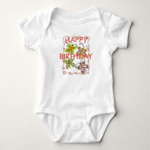 Colourful Little Princess Happy Birthday Baby Bodysuit