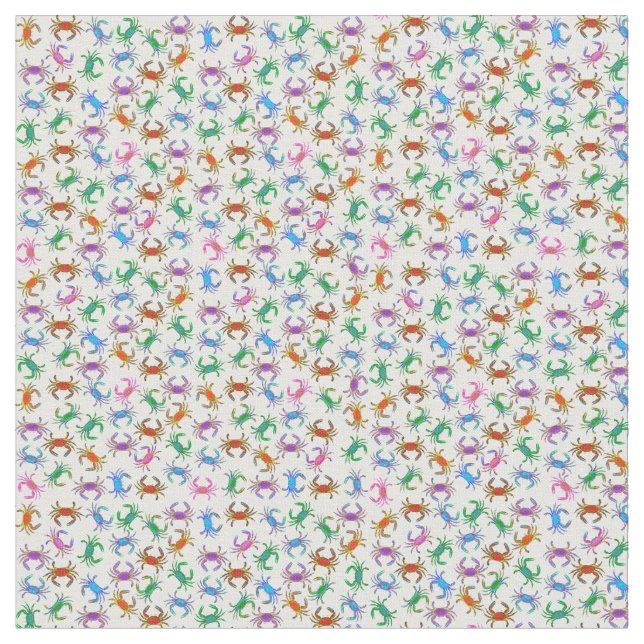 Colourful Little Sea Crabs Fabric (Close Up)