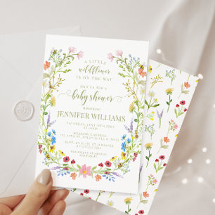 Colourful little wildflower boho baby girl shower invitation