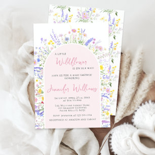Colourful Little Wildflower Boho Baby Girl Shower Invitation