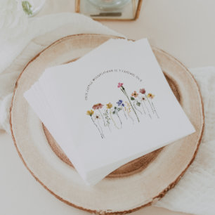 Colourful Little Wildflower is Turning One Birthda Napkin