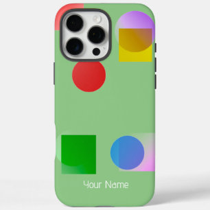 Colourful Lively Circles & Squares, Sage Green Nam iPhone 16 Pro Max Case
