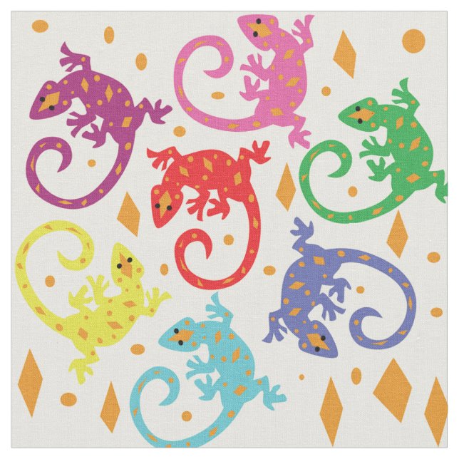 Colourful Lizards Fabric (Close Up)
