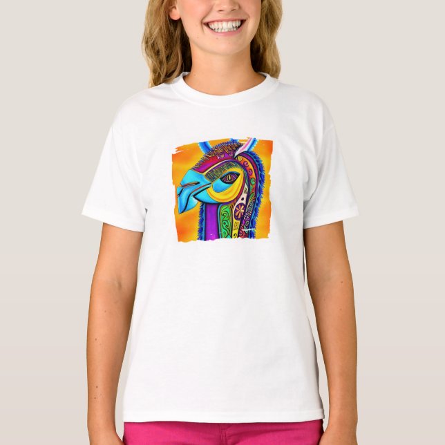 Colourful Llama  T-Shirt (Front)