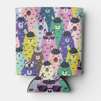 Colourful Llamas Childish Seamless Background Can Cooler