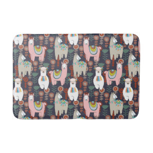 Colourful Llamas Pattern Bath Mat