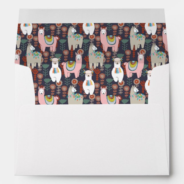 Colourful Llamas Pattern Envelope (Back (Bottom))