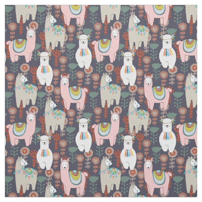 Colourful Llamas Pattern Fabric (Swatch)