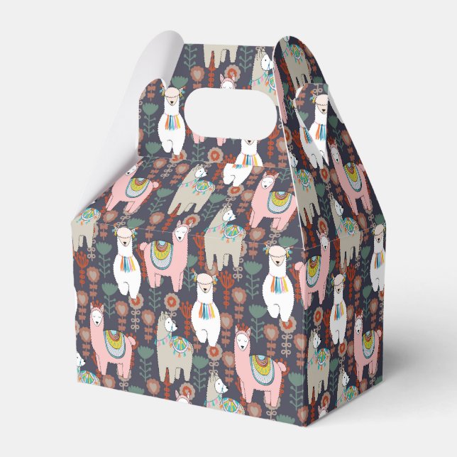 Colourful Llamas Pattern Favour Box (Front Side)