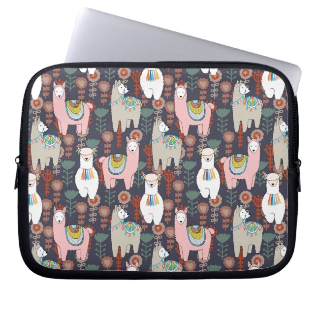 Colourful Llamas Pattern Laptop Sleeve (Front)