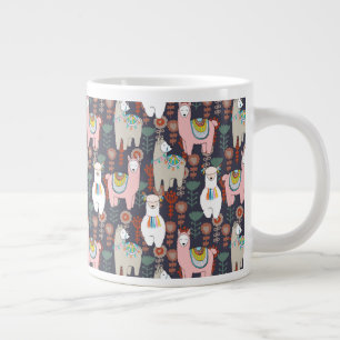 Colourful Llamas Pattern Large Coffee Mug