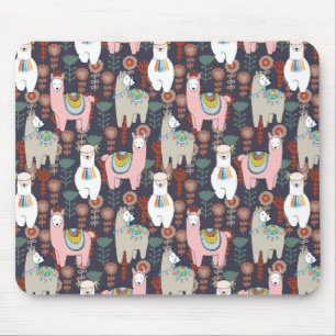 Colourful Llamas Pattern Mouse Pad