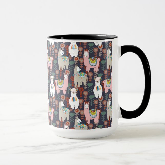 Colourful Llamas Pattern Mug (Right)