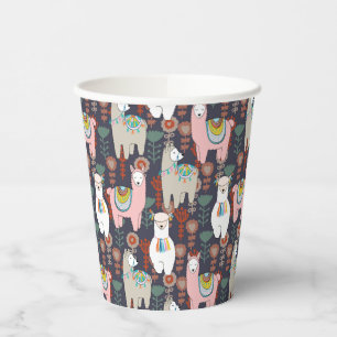Colourful Llamas Pattern Paper Cups