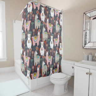 Colourful Llamas Pattern Shower Curtain