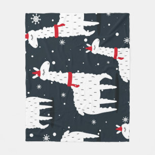 Colourful Llamas: Snowy Animal Seamless. Fleece Blanket