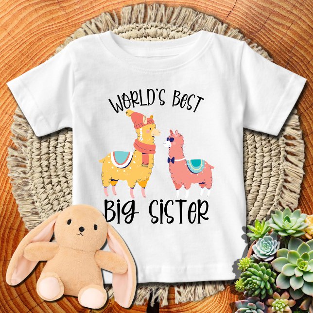 Colourful Llamas World's Best Big Sister Baby T-Shirt (Creator Uploaded)