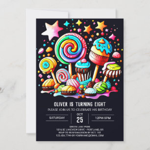 Colourful Lollipop Wonderland Birthday Invitation