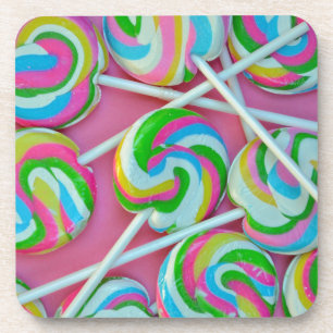 Colourful lollipops pattern coaster