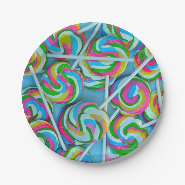 Colourful lollipops pattern paper plate (Front)