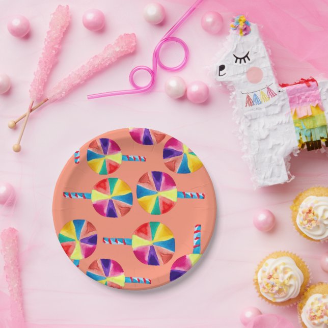 Colourful lollipops pattern paper plate (Party)