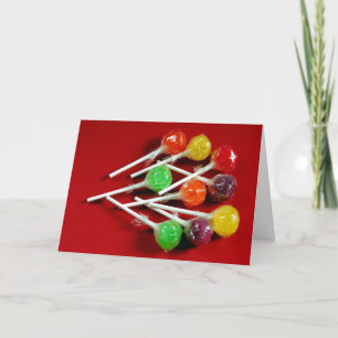 Colourful lollipops print greeting card