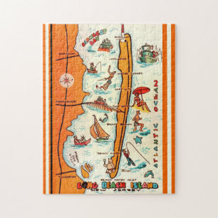 Colourful Long Beach Island 11x14 Map Jigsaw Puzzle