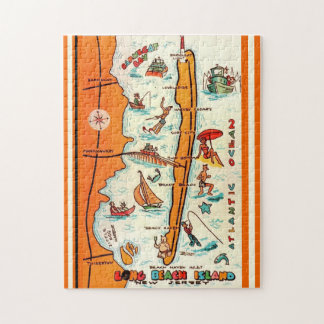 Colourful Long Beach Island 11x14 Map  Jigsaw Puzzle