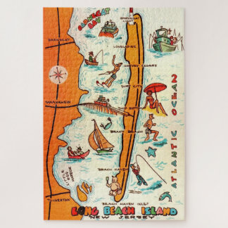 Colourful Long Beach Island 20x30 Map  Jigsaw Puzzle