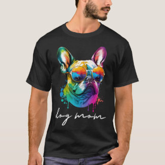Colourful Long Haired French Bulldog Mum T-Shirt
