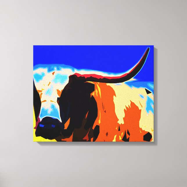 Colourful Longhorn Canvas Print (Front)