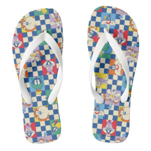 Colourful LOONEY TUNES™ Chequered Toss Pattern Jandals