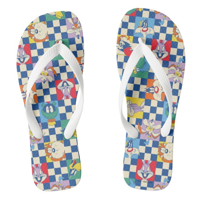 Colourful LOONEY TUNES™ Chequered Toss Pattern Jandals (Footbed)