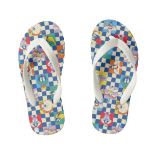Colourful LOONEY TUNES™ Chequered Toss Pattern Kid's Jandals