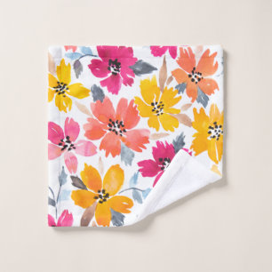 Colourful Loose Floral Watercolor Flowers Wash Cloth