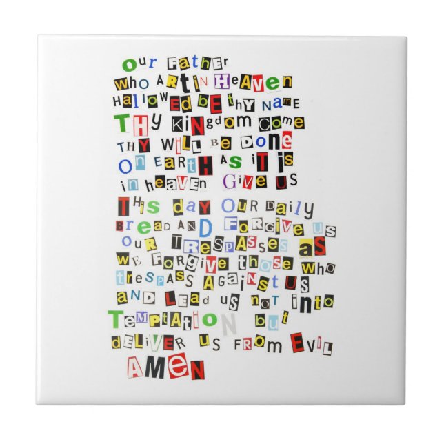 Colourful Lord's Prayer Tile (Front)