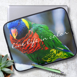Colourful Lorikeet Bird Photo “Live Life in Laptop Sleeve