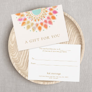 Colourful Lotus Floral Spa Gift Certificate Invitation