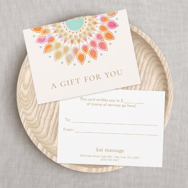 Colourful Lotus Floral Spa Gift Certificate Invitation (Creator Uploaded)