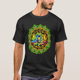 Colourful Lotus Flower Blossom Fractal Geometry Yo T-Shirt