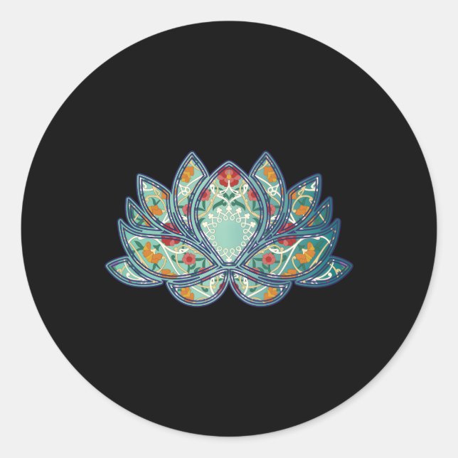 Colourful Lotus Flower Classic Round Sticker (Front)