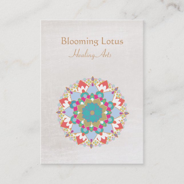 Colourful Lotus Flower  Mandala Healing Arts Business Card (Front)