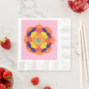 Colourful Lotus Flower Yin & Yang Mandala Napkin